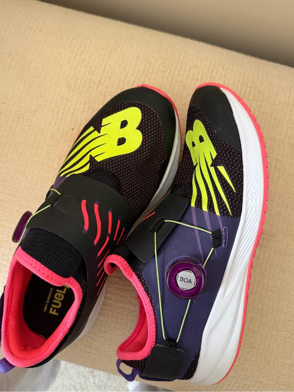 New Balance Black Neon Yellow Hot Pink BOA Slip-On Sneakers